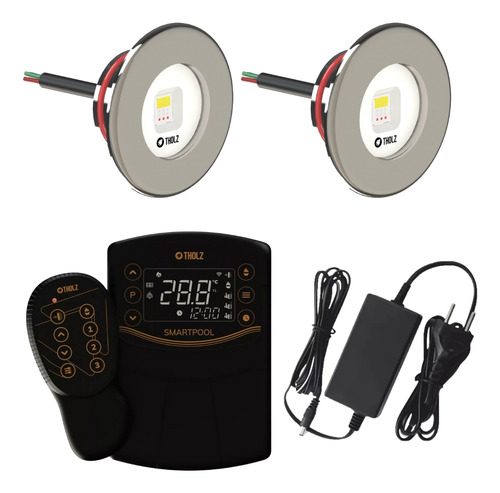 2 Led Slim Rgbw 15w Inox Piscina Smartpool Fonte 3a Tholz