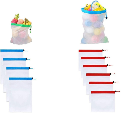 Bolsas De Malla Red Reutilizbles Ecológicas Para Fruta 10 Pz