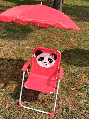 1 Sillita Plegable Infantil Con Sombrilla Diseño Animalitos