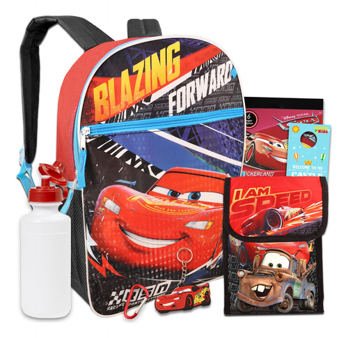 Paquete De Mochila De Disney Cars Con Una Caja De Almuerzo D