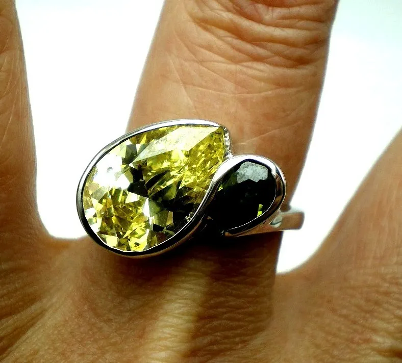 Anillo De Plata 925 Rodinada Citrino Y Peridot