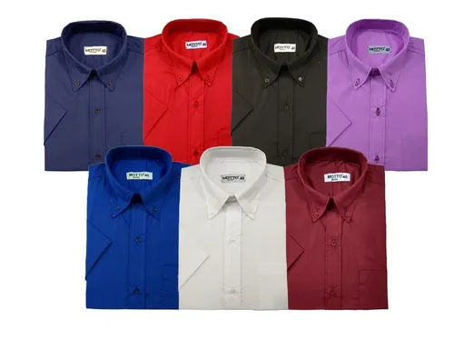 Pack X3 Camisas Lisas De Hombre Manga Corta De Vestir Motto
