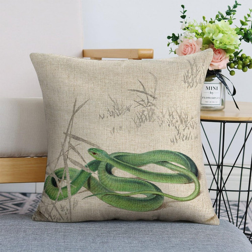 Serpiente Verde En La Hierba Thow Pillow Covers Protectores