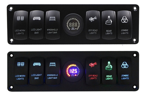 6 Gang Toggle Panel De Interruptor De Rocker Colorido Led Vo