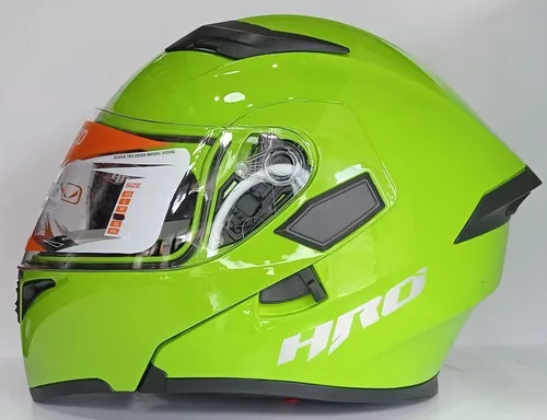 Casco Moto Hro 3400 Dot Doble Visor Abatible Verde Policia