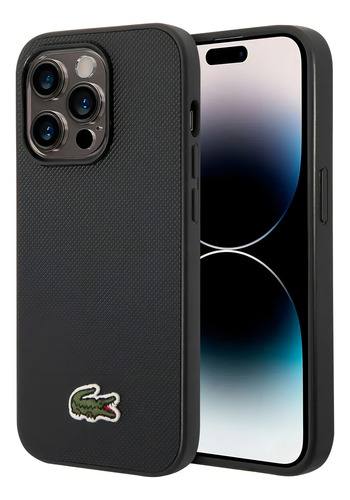 Funda Negra Lacoste Magsafe iPhone 15 Pro Max Color Negro Liso