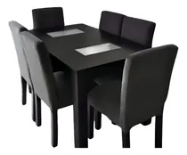 Comprar Juego de comedor Nick Muebles Nick Muebles Rectangular color negro con 6 sillas diseño liso mesa de 160cm de largo máximo x 80cm de ancho x 80cm de alto