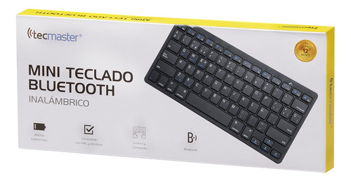 Mini Teclado Bluetooth Tecmaster Negro Idioma Español
