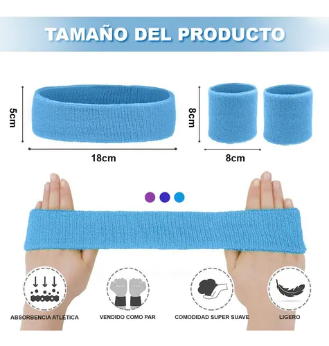 ** Deportiva Banda Cabeza Sudor Diadema Muñequera Elástica