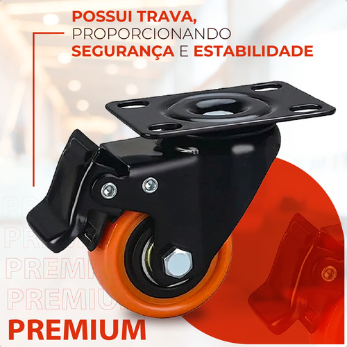 Kit 4 Rodinhas Rodízio 2 Polegadas Para Moveis Capacidade 400kg Com Trava Para Moveis, Carrinhos, Bancadas De Trabalho Marca Davely