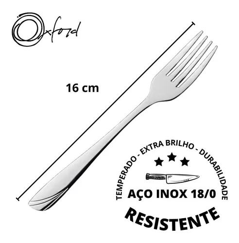 Jogo de Garfos de Sobremesa em Aço 17cm Com 12 Peças - Salvador - Oxford