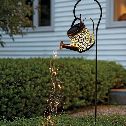 Luz Solar Led For Jardín Con Regadera De Alambre De Cobre