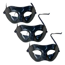 Comprar Kit 3 Máscaras Básica Lisa Preta Carnaval Baile De Máscaras Carnaval Masculina Preta Básica Lisa