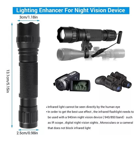 Linterna Infrarroja Led De 940 Nm, Visión Nocturna, Portátil
