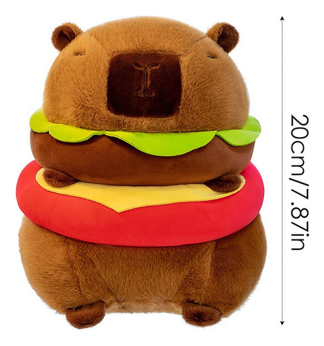 Peluche Capibara Hamburguesa Café Suave Y Esponjoso