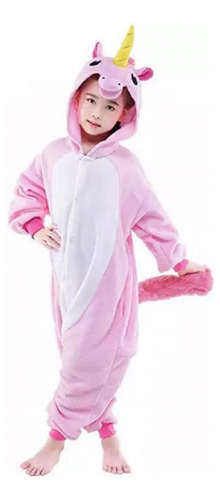 Pijama Y Disfraz Enterito Polar Unircornio Rosa-blanco