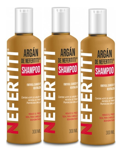 Shampoo Con Aceite De Argán Nefertiti Kit De 3 Botellas.