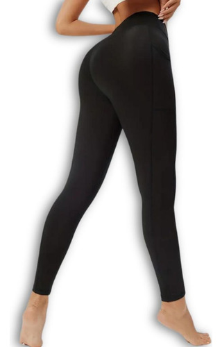 Calça Legging Preta Básica Sem Costura Lisa Sem Bolso