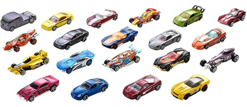 Hot Wheels Die Cast Basics Vehículo de Juguete Paquete de 20 Autos escala 1:64 con decoraciones clásicas y diseños increíbles para niños de 3 años en adelante