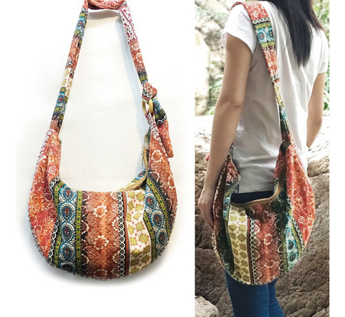 Bolso Bandolera Grande Para Mujer Con Estampado Floral Hippi