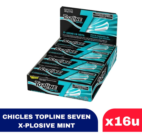 Chicles Topline Seven Xplosive Mint (menta) X16u X14g