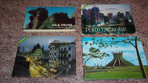 4 Libros Postales De Brasil: Arquitectura Geología Ciudades
