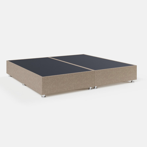 Base Cama Box De Madera Con Tapiz King Size Super Precio Color Lino Arena