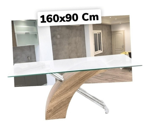 Mesa Victory Vidrio Temp. Pata Madera/cromo 1,60x0,90m Cuota