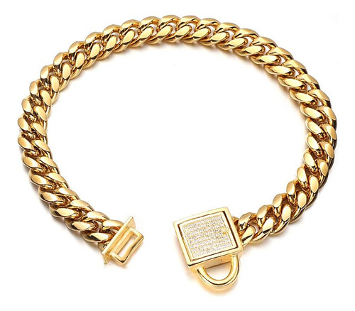 Collar De Cadena Para Perro Dorado De 0.394 In De Ancho Con