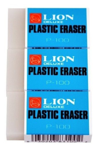 Lion Blanco Translúcido Erasers De Plástico, 3 Ea / Paquete,