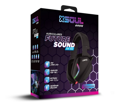 Auricular Gamer Pro Microfono Luces Led Pc Compatible Ps4 Color Negro Color de la luz RGB