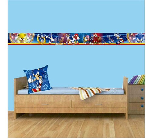 Imagen 1 de 2 de Cenefa  Sonic Sega Niños Vinilos Decorativos 6 Mts