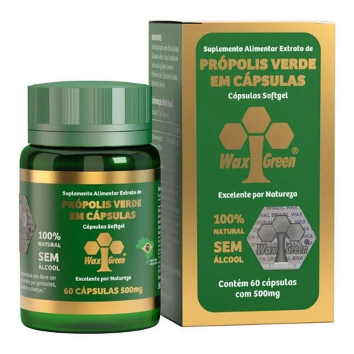 Própolis Verde 86% Wax Green-60 Cápsulas 500mg