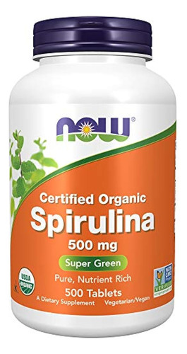 Now Alimentos Tabletas De Espirulina Organica, 500