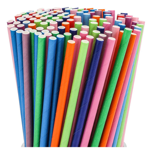 Pajitas Biodegradables Multicolor De 200 Unidades