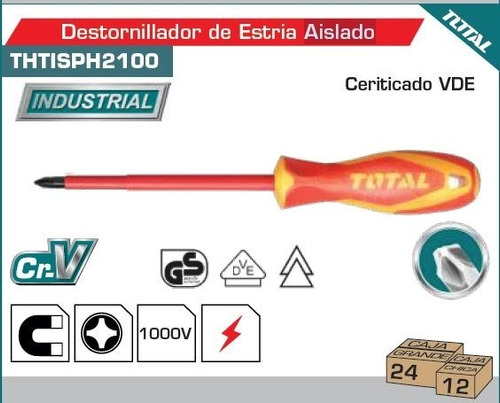 Destornillador De Estria Aislado (100mm) 1000v Total Tools