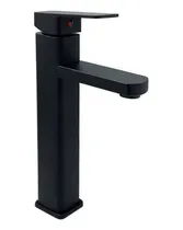 Comprar Griferia Lavamano Monomando Negra Cuadrada Acero Alta 29,2cm