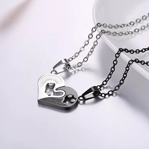 Collar Para Pareja, Puzzle Dije Corazón Amistad Colgante Con