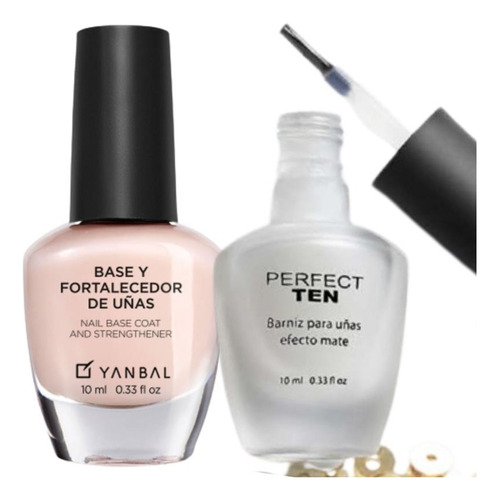 Esmalte Base Fortalecedor + Barniz Efecto Mate Pack Yanbal