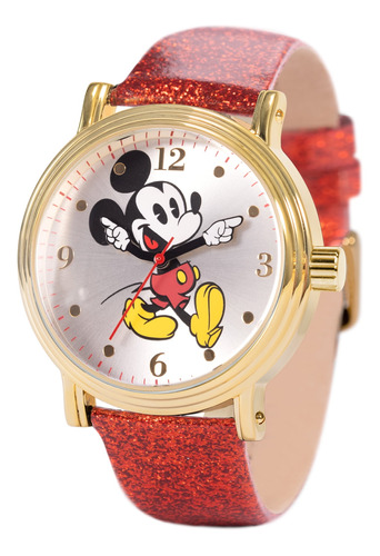 Reloj Disney Para Mujer Wds001223 Mickey Mouse Correa Roja