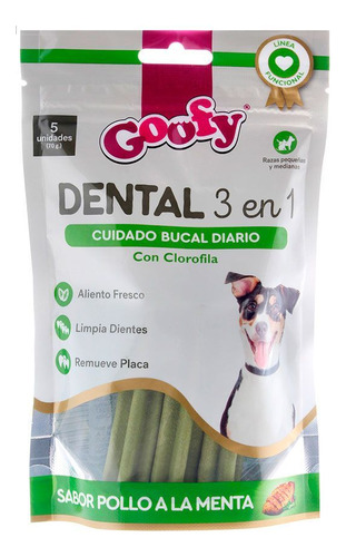 Goofy Dental 3 En 1 Snack Golosina Perro - Sabor Pollo Menta