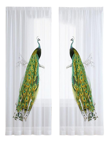 2 Piezas De Cortinas Transparentes De Tul Azul 132cmx160cm