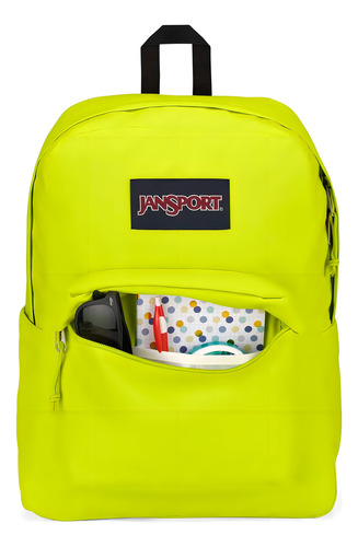 Mochila Jansport Superbreak Plus 26l Porta Notebook Urbana Color Cyber Lime Diseño De La Tela Liso