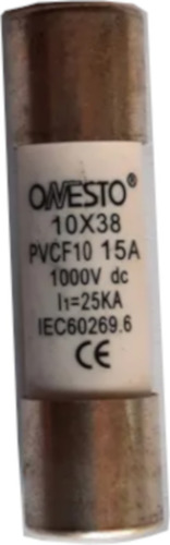 Imagen 1 de 2 de Fusible Fotovoltaico 10x38 Gpv 15a 1000v Marca Onesto
