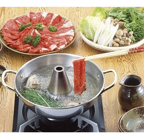 Olla Shabu Shabu Japanbargain Acero Inoxidable 26 Cm Hotpot Plateado