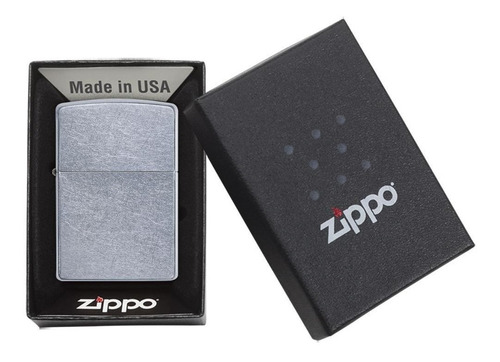 Encendedor Zippo Cromado Mate + 6 Piedras 1 Mecha 1 Lata Gas