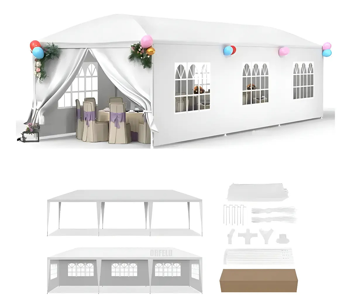 Sombrilla De Playa Jardín De 3x9m Diámetro Blanco Fund Carpa Toldo 9x3 Lona Impermeable 3 X 9 Pared Jardin Color Blanco