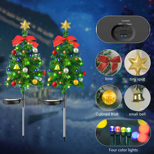 A 2x Árbol De Navidad Luz Solar Exterior Dos Modos De