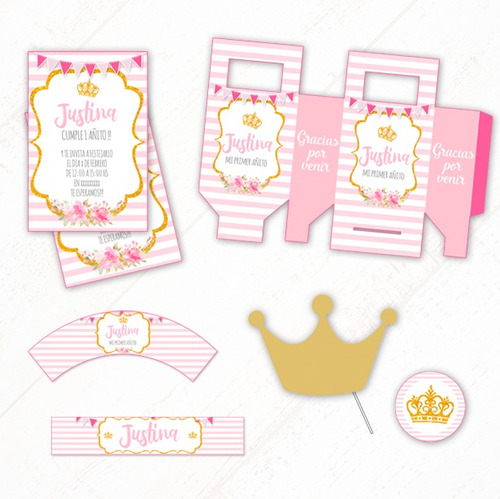 Coronas # 2 Kit + Props De Regalo -textos Editables