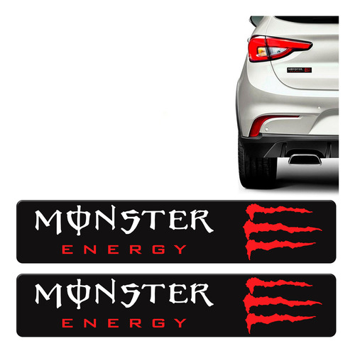 Adesivo Monster Energy Par De Emblema Vermelho Resinado